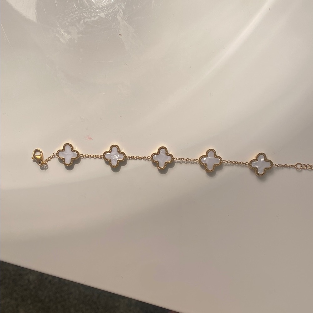 Van Cleef & Arpels Gold and White Bracelet with Geometric Design